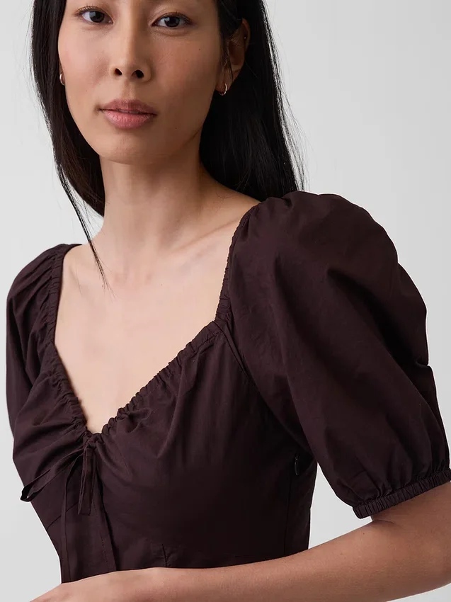 Maxikleid mit Puffärmeln und Korsett-Optik