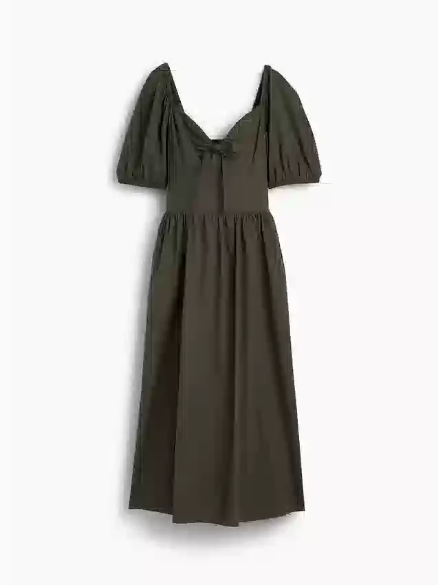 Maxikleid mit Puffärmeln und Korsett-Optik