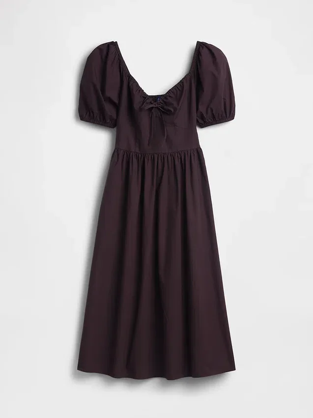 Maxikleid mit Puffärmeln und Korsett-Optik