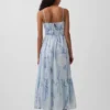 Maxikleid mit Stufenschnitt und Bindeband am Rücken