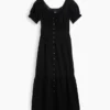 Maxikleid mit U-Ausschnitt, Spitzenbesatz und Stufenschnitt