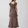 Maxikleid mit V-Ausschnitt und Rüschen am Saum
