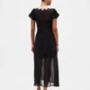 Maxikleid mit V-Ausschnitt und Spitzenbesatz