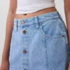 Maxirock aus Denim mit Naht und Knopfleiste