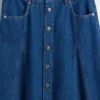 Maxirock aus Denim mit Nahtdetails und Knopfleiste