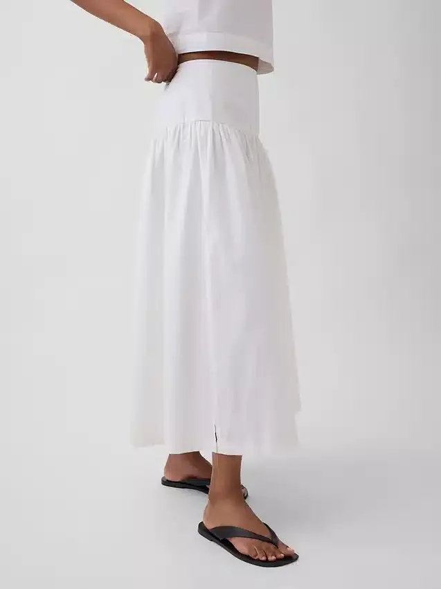 Maxirock aus Popeline mit tief sitzender Taille