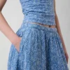 Maxirock mit hoher Taille und Lochstickerei