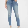 Mid-Rise-Jeans im Distressed-Look, True Skinny, Knöchellang