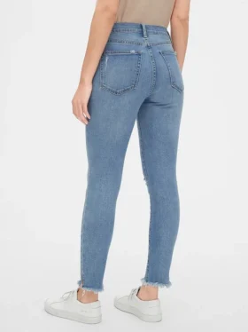 Mid-Rise-Jeans im Distressed-Look, True Skinny, Knöchellang