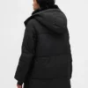 Midi-Daunenjacke mit Kunstfellbesatz