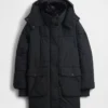 Midi-Daunenjacke mit Kunstfellbesatz