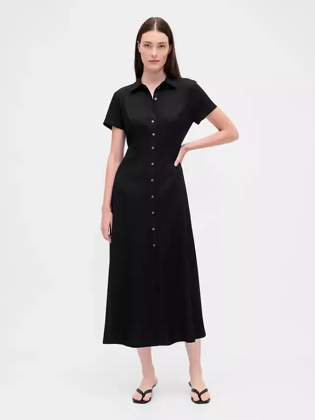 Midi-Hemdkleid aus Leinenmischung