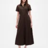 Midi-Hemdkleid aus Leinenmischung