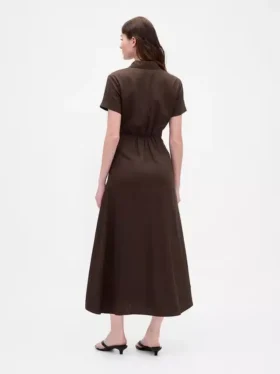 Midi-Hemdkleid aus Leinenmischung