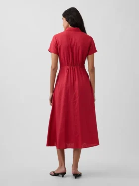 Midi-Hemdkleid aus Leinenmischung