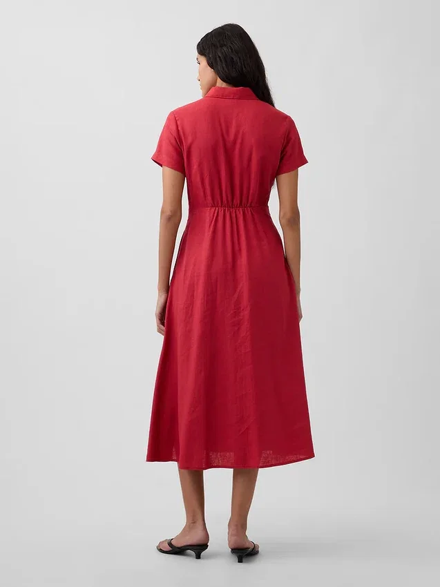 Midi-Hemdkleid aus Leinenmischung