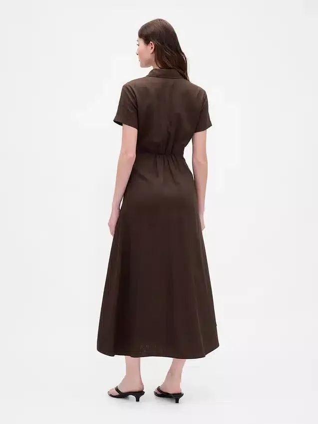 Midi-Hemdkleid aus Leinenmischung