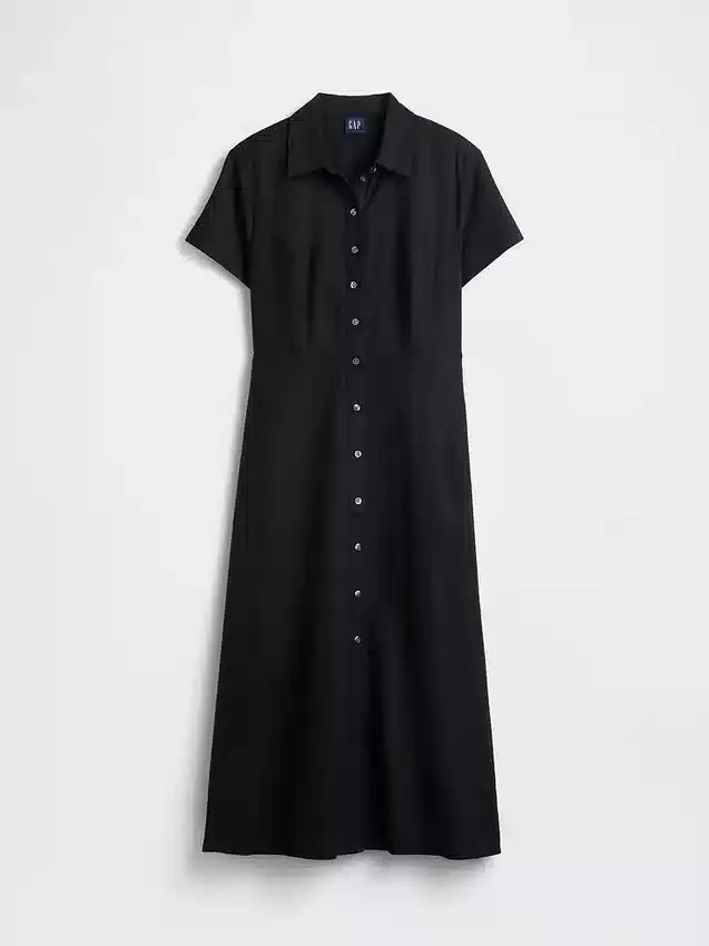 Midi-Hemdkleid aus Leinenmischung