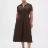 Midi-Hemdkleid aus Leinenmischung