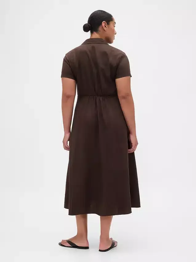 Midi-Hemdkleid aus Leinenmischung