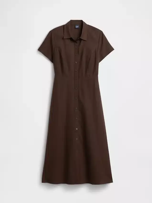 Midi-Hemdkleid aus Leinenmischung