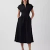 Midi-Hemdkleid aus Popeline mit tailliertem Schnitt