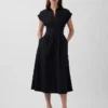 Midi-Hemdkleid aus Popeline mit tailliertem Schnitt