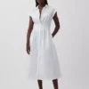 Midi-Hemdkleid aus Popeline mit tailliertem Schnitt