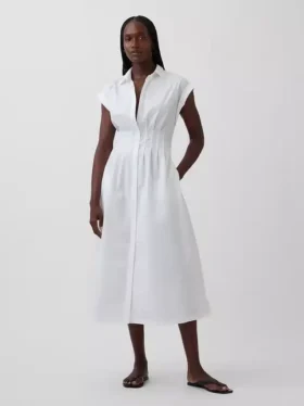Midi-Hemdkleid aus Popeline mit tailliertem Schnitt