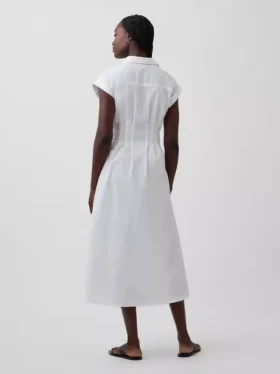 Midi-Hemdkleid aus Popeline mit tailliertem Schnitt