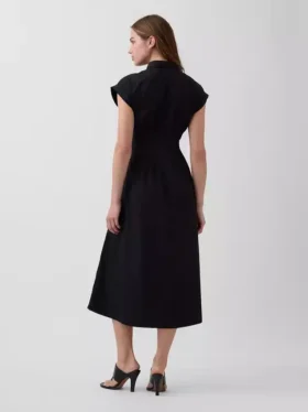 Midi-Hemdkleid aus Popeline mit tailliertem Schnitt