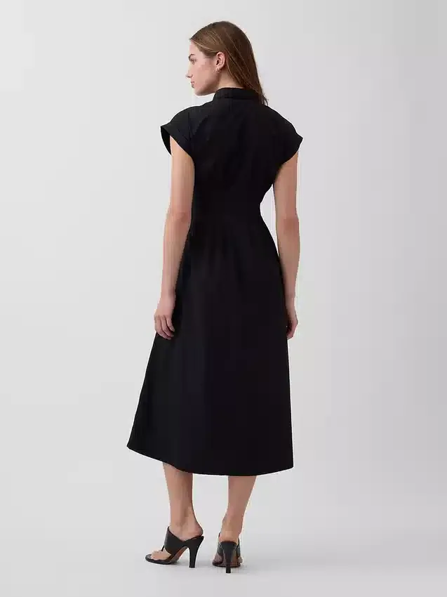Midi-Hemdkleid aus Popeline mit tailliertem Schnitt