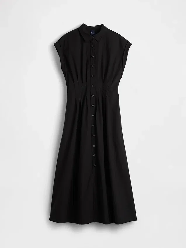 Midi-Hemdkleid aus Popeline mit tailliertem Schnitt