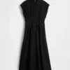 Midi-Hemdkleid aus Popeline mit tailliertem Schnitt