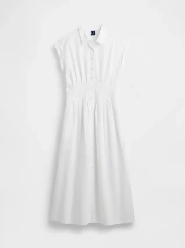 Midi-Hemdkleid aus Popeline mit tailliertem Schnitt