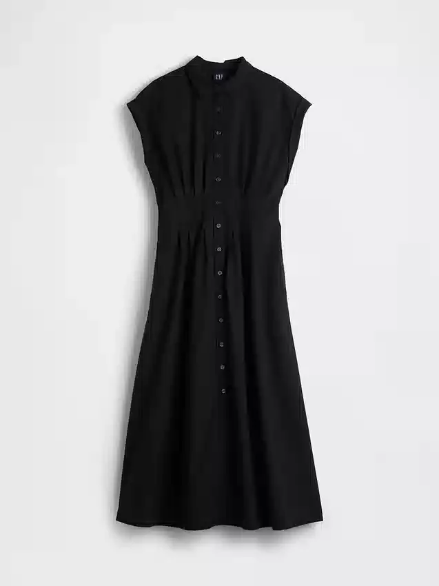 Midi-Hemdkleid aus Popeline mit tailliertem Schnitt