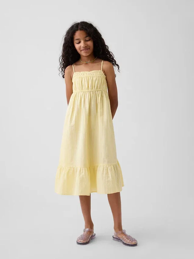 Midi-Kleid aus Baumwollgaze für Kinder