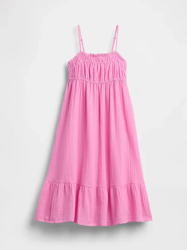 Midi-Kleid aus Baumwollgaze für Kinder