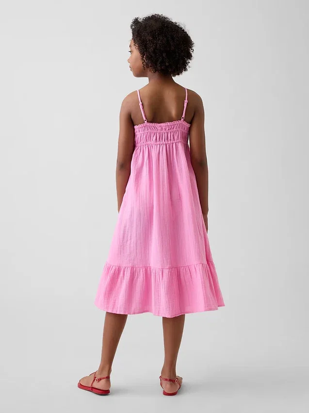 Midi-Kleid aus Baumwollgaze für Kinder