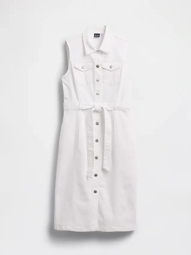 Midi-Kleid aus Denim mit Bindegürtel