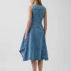 Midi-Kleid aus Denim mit Handkerchief-Saum