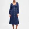 Midi-Kleid aus Denim mit Herzausschnitt
