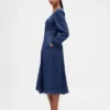 Midi-Kleid aus Denim mit Herzausschnitt