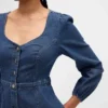 Midi-Kleid aus Denim mit Herzausschnitt