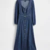 Midi-Kleid aus Denim mit Herzausschnitt