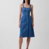 Midi-Kleid aus Denim mit Knopfleiste