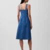Midi-Kleid aus Denim mit Knopfleiste