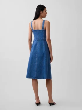 Midi-Kleid aus Denim mit Knopfleiste