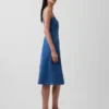 Midi-Kleid aus Denim mit Knopfleiste