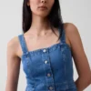 Midi-Kleid aus Denim mit Knopfleiste